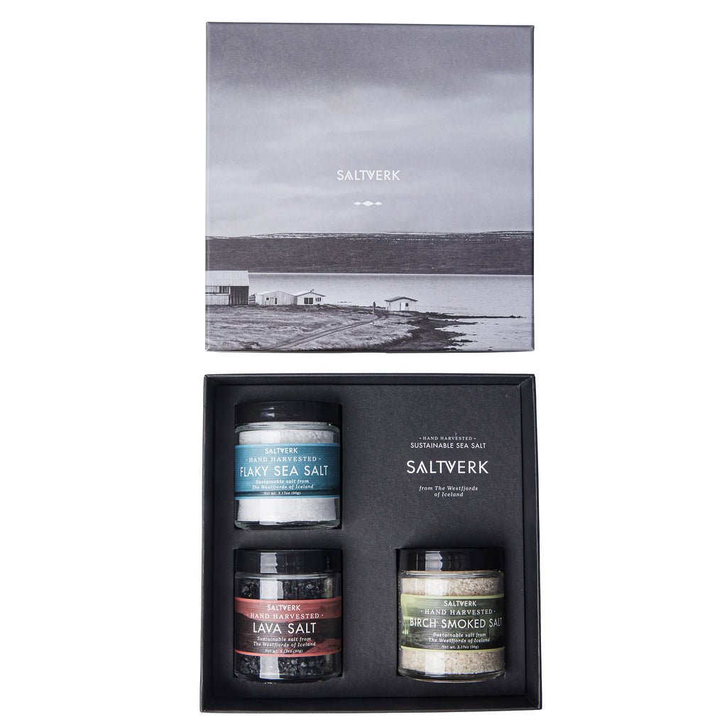 Luxury Gift box w/ Saltverk Pure Salt + Lava Salt + Birch Smoked Salt - Saltverk